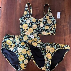 NWT old navy sunflower bikini with two bikini bottoms